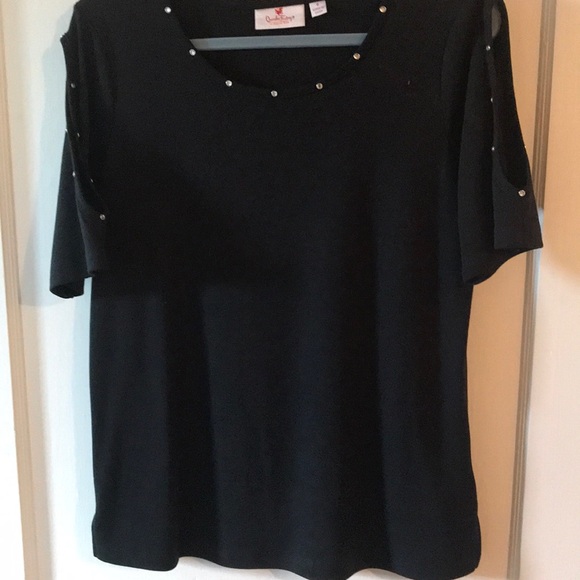 NWOT. QUACKER FACTORY TOP - clear stones/arm hole - Picture 1 of 5